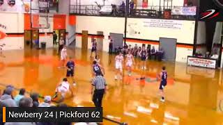 Boys Varsity Basketball  Pickford at Newberry [upl. by Aicetal882]