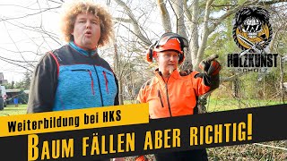 Waldarbeit bei HKS  Baum fällen aber richtig  gute Besserung Carsten [upl. by Rida]