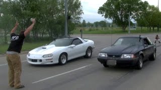 BEATER BOMB vs 1000whp Turbo Camaro on the STREET [upl. by Mundy]