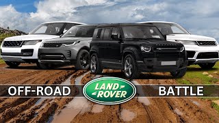 Discovery v Defender v Evoque v Sport v Range Rover OFFROAD 4x4 Battle [upl. by Donelu544]