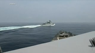 US releases video showing closecall in Taiwan Strait with American destroyer and Chinese navy ship [upl. by Conti]