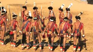 Lotha tribesmen performing a folk dance in Nagaland [upl. by Aymahs]