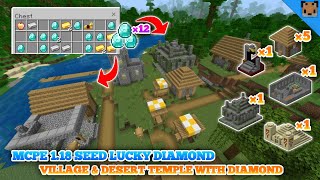 Minecraft pe 118 seed  Village amp Desert temple  jugle temple with op diamond  stronghold [upl. by Notgnihsaw]