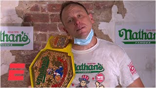 Joey Chestnut sets world record downing 75 hot dogs in Nathans Hot Dog Eating Contest  ESPN [upl. by Bautram]