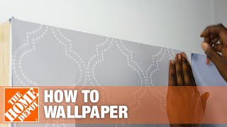 How to Hang PeelandStick Wallpaper  The Home Depot [upl. by Cimbura]