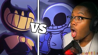 THIS FIGHT IS INSANE  BENDY VS SANS INDIE CROSS ANIMATION REACTION [upl. by Oilerua]