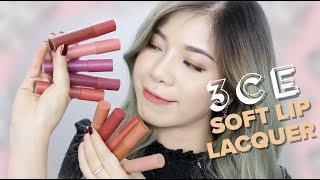 SWATCH  REVIEW 3CE SOFT LIP LACQUER [upl. by Trofmoc557]