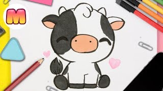 COMO DIBUJAR UNA VACA KAWAII  Dibujos kawaii faciles  Como dibujar animales kawaii [upl. by Saberio47]