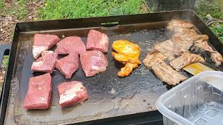 Cooking Steak and Chicken on the Blackstone 28 Inch Adventure Ready Griddle [upl. by Stier]