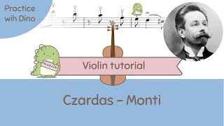 Czardas Csárdás  V Monti Violin Tutorial  Play along  Playing partner [upl. by Lovmilla515]