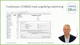 Funktionen LETARAD med ungefärlig matchning [upl. by Ellenig]