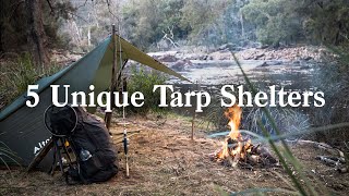 5 Unique Tarp Shelters for Camping amp Bushcraft [upl. by Sarazen175]