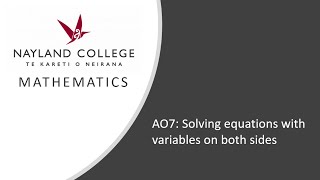 AO7 Solving equations with variables on both sides [upl. by Latsyrhk]