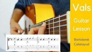 Vals  Bartolomé Calatayud  Tutorial Fingerstyle Guitar Lesson  Tab [upl. by Brandes]