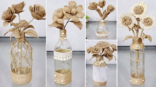 5 Simple Jute Flower Vase Craft Ideas with Used Bottle make in a jiff [upl. by Gabriel775]