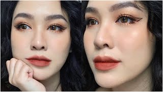 Caramel Brown Makeup Look  Bling Bling Makeup  Quach Anh [upl. by Winfield]