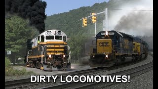 Lots of SMOKE Dirty Diesel Locomotives Throttling amp Blowing Exhaust [upl. by Siroved]