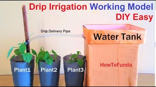 drip irrigation system working model using cardboard amp waste materials  DIY  HowtoFunda  class 9 [upl. by Dempsey]