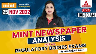 Mint News Analysis  Mint Newspaper Analysis  25 Nov Mint News Analysis  Adda247 Regulatory Bodies [upl. by Esaele89]