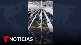 Tropicana Field después de que los fuertes vientos del huracán Milton  Noticias Telemundo [upl. by Annatnas]