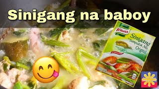 Sinigang na baboy  knorr sinigang mix sa sampalok  filipino food [upl. by Einnob]