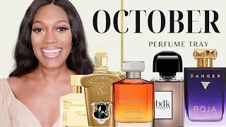 OCTOBER PERFUME TRAY 🎃  NEW perfume releases plus perfumes I have been wearing last season [upl. by Soinotna]