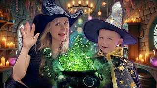 Halloween Potion Making with Mom Witch and Alex Wizard  Halloween Family Fun Activities [upl. by Ajnat]