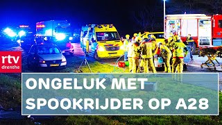 Ongeluk met spookrijder op A28 amp de bever zorgt voor overlast  Drenthe Nu 2 februari 2022 [upl. by Bruyn]