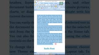 How to Use MS Word Shortcut Key  Italic Font Shortcut Key mswordtips msword words [upl. by Herson]