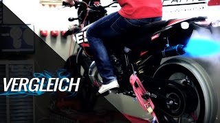 Vergleich 50cc Auspuffanlagen SCR Corse LeoVince RADICAL Tecnigas auf Derbi Senda D50B0 [upl. by Reamy91]