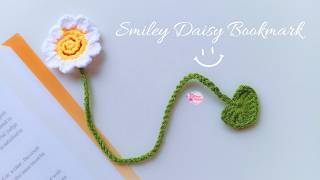 How to Crochet Cute Smiley Daisy Bookmark 😊🌼 Easy DIY Tutorial  Fairymellow  crochet flowers [upl. by Adamok]