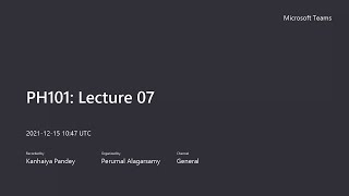 PH101 Lecture 07 Introduction to Lagrangian equation [upl. by Daffie]