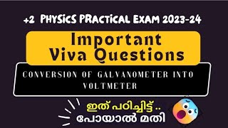 Conversion of Galvanometer into VoltmeterImportant Viva QuestionsPhysics Practical Exam 202324 [upl. by Ajnin858]