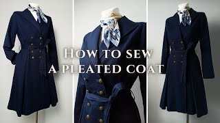 How to sew a coat  Irene  pleated coat sewing tutorial  pattern [upl. by Maurine]