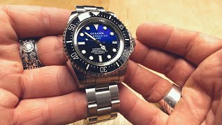 James Cameron Deepsea Rolex Homage  OceanX Sharkmaster 1000 SMS1012  Watch Review [upl. by Burdett]