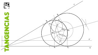 Circunferencias Tangentes a 2 Rectas y 1 Circunferencia  1 de 2  Tangencias por Potencia [upl. by Nauqit]