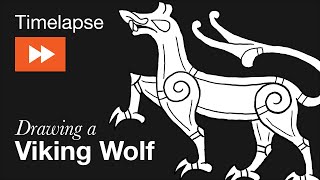 Timelapse Drawing a Viking Age Wolf — Ringerike Style [upl. by Netsriik130]