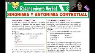 TEMA 2 PARTE 2 LA SINONIMIA Y ANTONIMIA CONTEXTUAL  RAZONAMIENTO VERBAL SEGUNDO DE SECUNDARIA [upl. by Adelice]