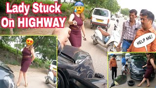 Kya Hua Inke Sath🤯 CUTE LADY🤷‍♀️STUCK ON ROAD  NCR BIKERZ ❤️ [upl. by Nauqed]