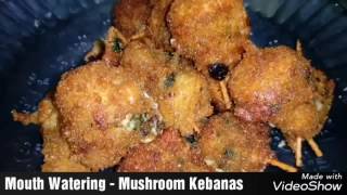 How to make Mushroom Kebana at home  Cheese and Spinach filled Mushroom Kebanas [upl. by Aynwat]