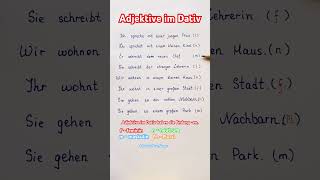 Deklination der Adjektive deutsch deutschlernen dativ deutschonline german learngerman shorts [upl. by Nairb]