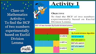 Maths activity1  Class10 To find the HCF of two numbers based on Euclid Division Lemma  NCERT [upl. by Brook]