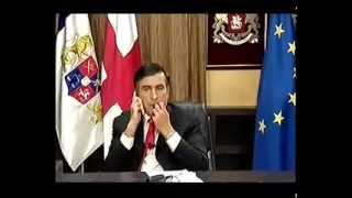 Georgian President Mikheil Saakashvili eats his tie [upl. by Enel916]