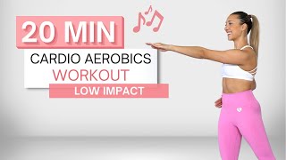 20 min CARDIO AEROBICS WORKOUT  To The Beat ♫  All Standing  Low Impact  No Squats [upl. by Aeriell]