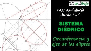 Dibujar una Circunferencia en Sistema Diédrico PAU de Andalucía junio de 2014 [upl. by Ataynik]