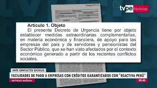 Ejecutivo amplia reprogramaciones de créditos de Reactiva Perú hasta junio del 2023 [upl. by Hannavas613]