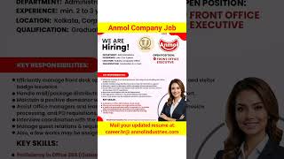 Anmol Company Job  Private Company Job Vacancy  Job in Kolkata  West Bengal Job  Job News [upl. by Monk81]