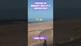 Yorkshire Air Ambulance Takes Off From Sandsend Beach YorkshireAirAmbulance shortsfeed shorts [upl. by Iives891]