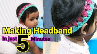 How to make a simple Crochet Hairband in just 5 minutes [upl. by Caravette]