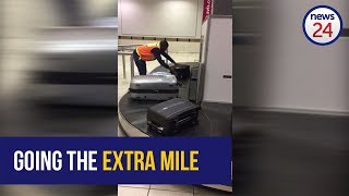 WATCH Lanseria baggage handler to be rewarded for doing a sterling job at the carousel [upl. by Moria]